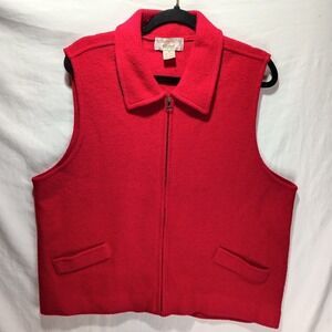 Women's Red Tally Ho 100% Wool Vest. 1x.